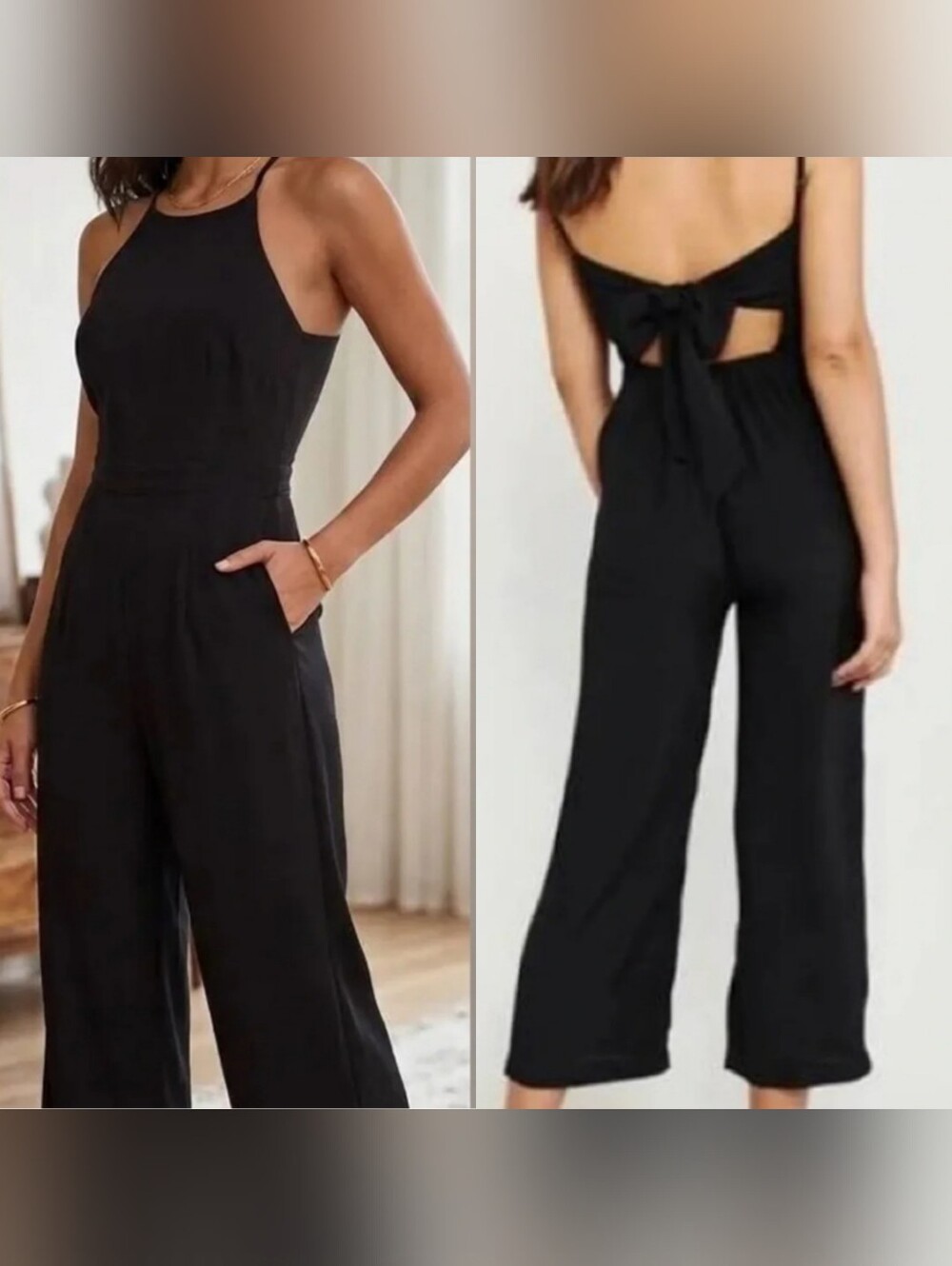 Abercrombie & Fitch | Black Tie Back Halter Jumpsuit